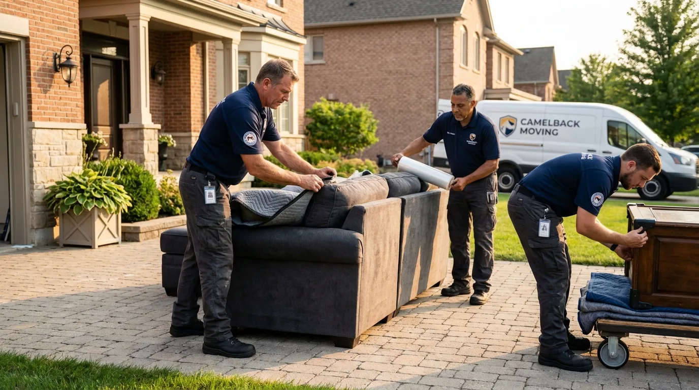 Large estate moving crew wrapping furniture in Sophia, WV